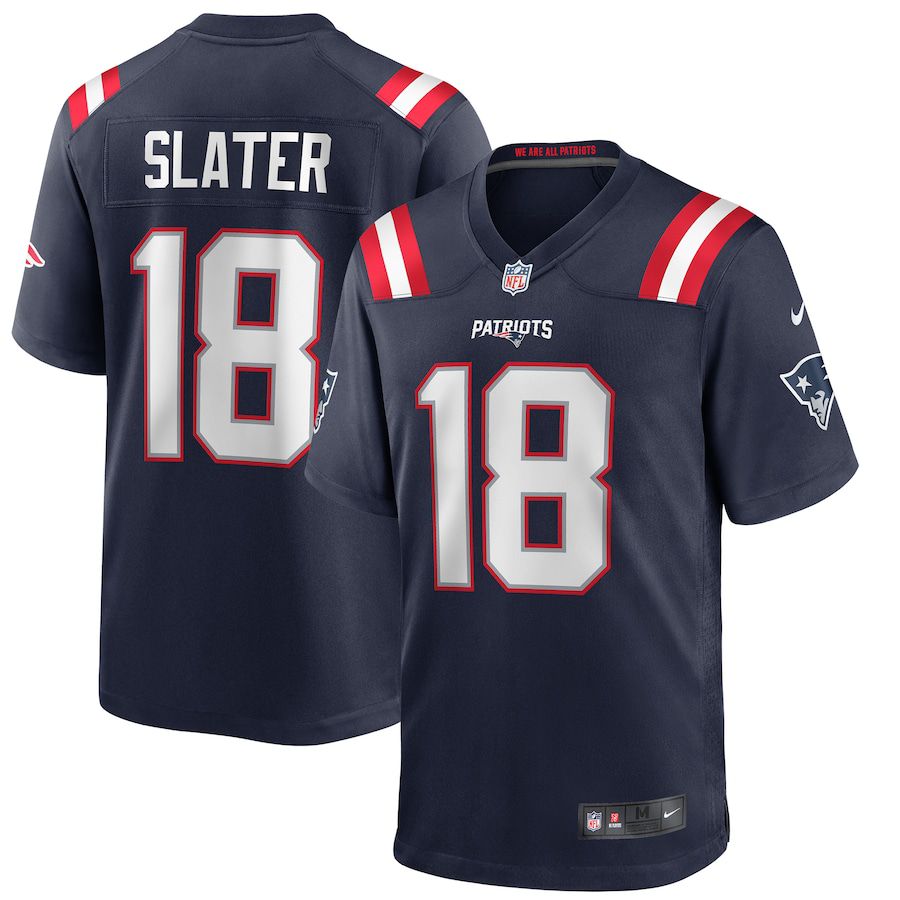 Men New England Patriots 18 Matthew Slater Nike Navy Game Player NFL Jersey